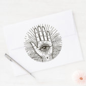 Hamsa Hand mit Augenkunstdarstellung Runder Aufkleber (Umschlag)
