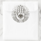 Hamsa Hand mit Augenkunstdarstellung Runder Aufkleber (Tasche)