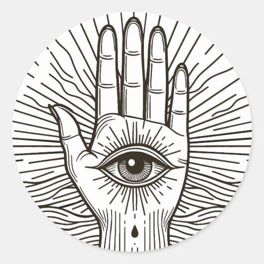 Hamsa Hand mit Augenkunstdarstellung Runder Aufkleber (Vorderseite)