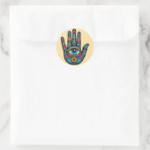 Hamsa Hand mit Augenkunstdarstellung Runder Aufkleber (Tasche)