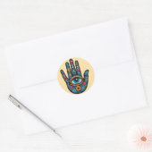 Hamsa Hand mit Augenkunstdarstellung Runder Aufkleber (Umschlag)
