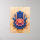 Hamsa Hand mit Lotus-Blume Leinwanddruck (Vorderseite)