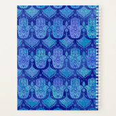 Hamsa Hand Pattern Blaue Wasserfarbe Planer (Rückseite)