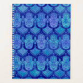 Hamsa Hand Pattern Blaue Wasserfarbe Planer (Vorderseite)