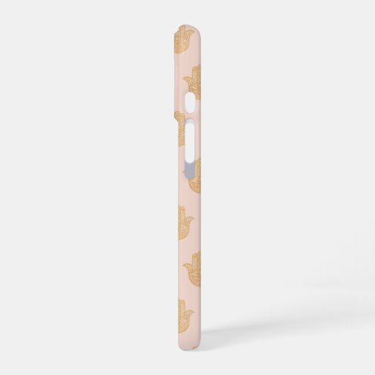 Hamsa Hand Peach und Gold iPhone Case iPhone 16 Hülle (Linke Seite)