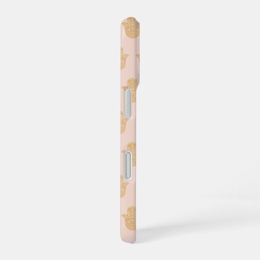 Hamsa Hand Peach und Gold iPhone Case iPhone 16 Hülle (Rechte Seite)