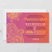 HAMSA HAND Red Orange Bat Mitzvah Einladung (Vorderseite)