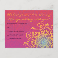 HAMSA HAND Red Orange Bat Mitzvah Reply Card