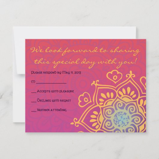 HAMSA HAND Red Orange Bat Mitzvah Reply Card RSVP Karte (Vorderseite)