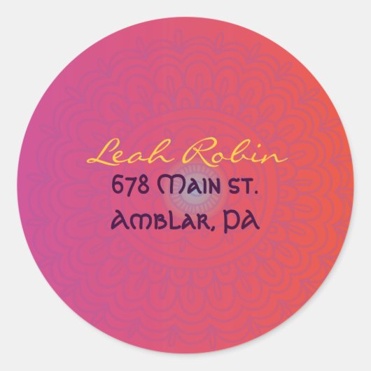 HAMSA HAND Red Orange Rücksendeadresse Sticker (Vorderseite)