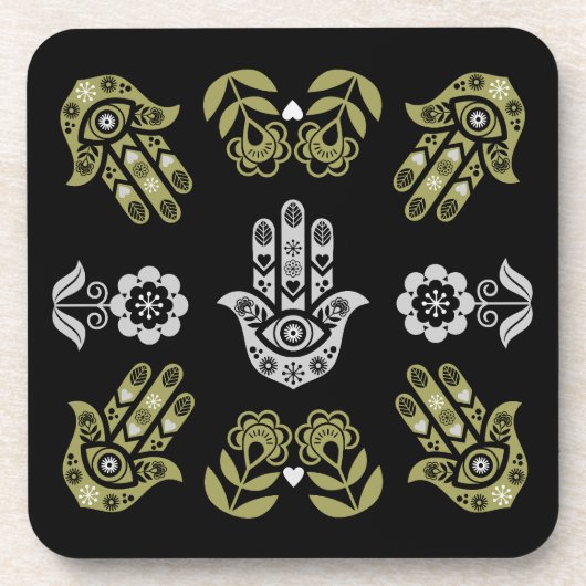 Hamsa-Hand-Schutz-Kunst Getränkeuntersetzer (Vorderseite)