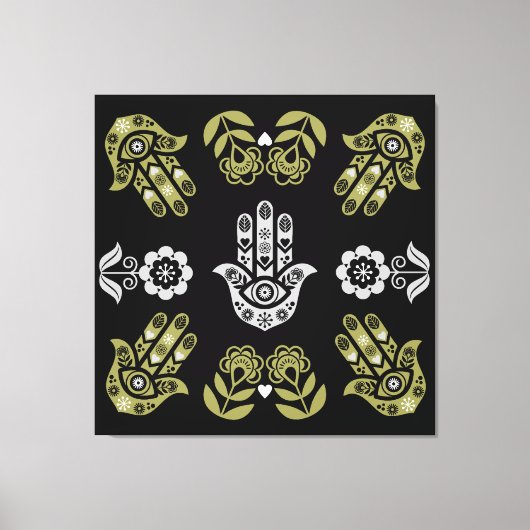Hamsa-Hand-Schutz-Kunst Leinwanddruck (Vorderseite)