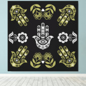 Hamsa-Hand-Schutz-Kunst Leinwanddruck (Insitu (Holzboden))