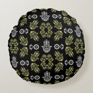 Hamsa-Hand-Schutz-Kunst Rundes Kissen