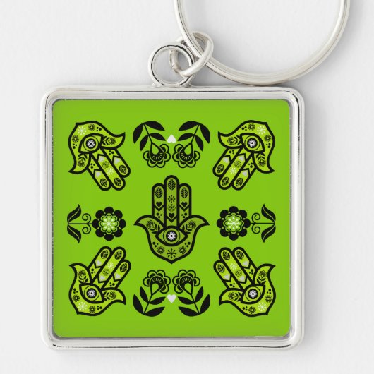 Hamsa-Hand-Schutz-Kunst Schlüsselanhänger (Vorne)