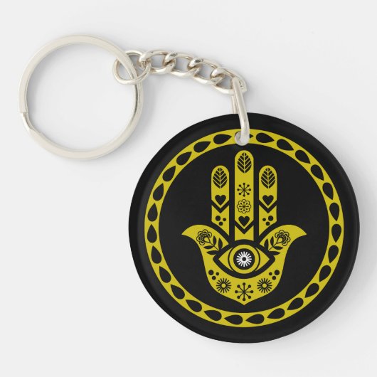 Hamsa-Hand-Schutz-Kunst Schlüsselanhänger (Vorderseite)
