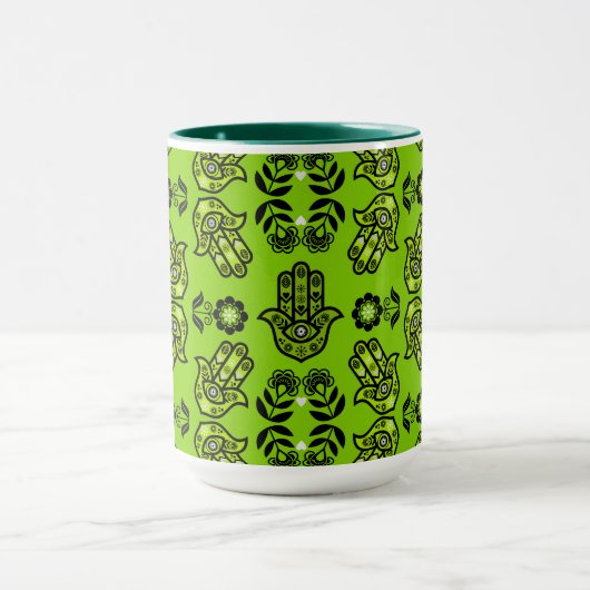 Hamsa-Hand-Schutz-Kunst Tasse (Zentrum)