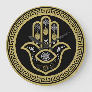 Hamsa-Hand-Schutz vor dem Bösen Blick Große Wanduhr