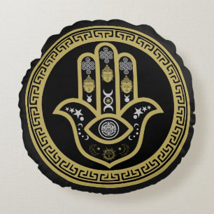 Hamsa-Hand-Schutz vor dem Bösen Blick Rundes Kissen