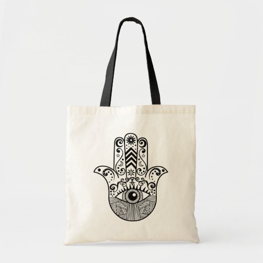 Hamsa Hand Schwarzweiss Tragetasche (Vorne)