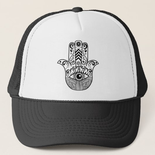 Hamsa Hand Schwarzweiss Truckerkappe (Vorderseite)