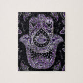 Hamsa Hand - Silber und Amethyst Puzzle (Vertikal)