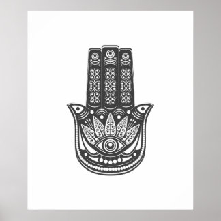 Hamsa Hand spirituelle geometrische böse Augen Med Poster