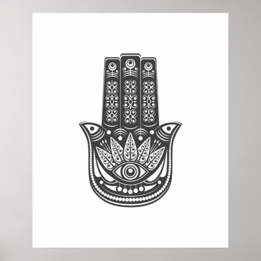 Hamsa Hand spirituelle geometrische böse Augen Med Poster (Vorne)