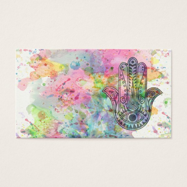 HAMSA Hand Symbol Farbige Wasserfarbe (Vorderseite)