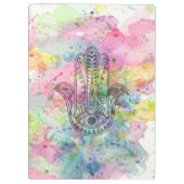 HAMSA Hand Symbol Farbige Wasserfarbe Klemmbrett (Rückseite)