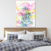 HAMSA Hand Symbol Farbige Wasserfarbe Leinwanddruck (Insitu (Schlafzimmer))