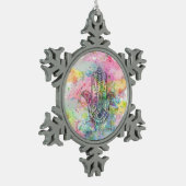 HAMSA Hand Symbol Farbige Wasserfarbe Schneeflocken Zinn-Ornament (Links)