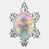 HAMSA Hand Symbol Farbige Wasserfarbe Schneeflocken Zinn-Ornament (Rechts)