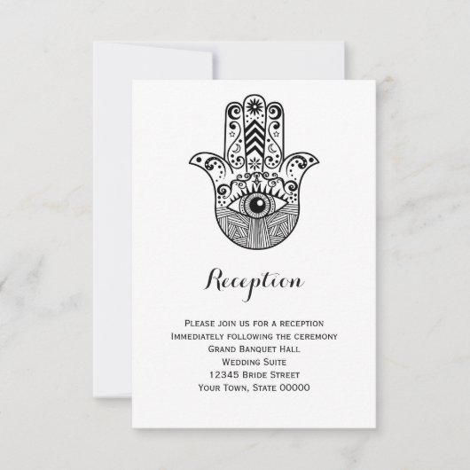 Hamsa Hand Wedding Reception Info Card Einladung (Vorderseite)
