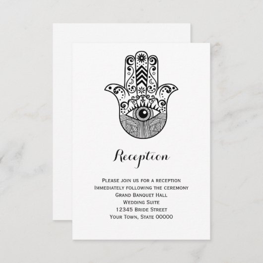 Hamsa Hand Wedding Reception Info Card Einladung (Vorne/Hinten)