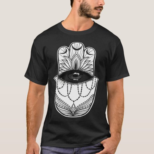 Hamsa Hand Yogi Hand Hams Amulet Good Luck Charm B T-Shirt (Vorderseite)
