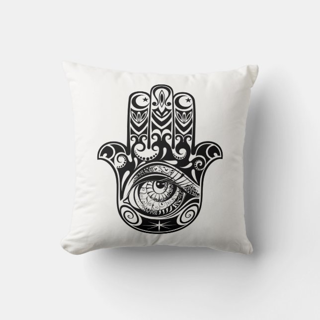 Hamsa Hand Zendoodle Kissen (Vorderseite)