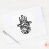 Hamsa Hand Zendoodle Quadratischer Aufkleber (Umschlag)