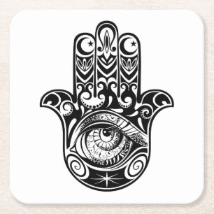 Hamsa Hand Zendoodle Rechteckiger Pappuntersetzer