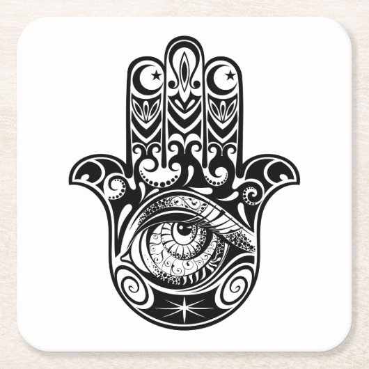 Hamsa Hand Zendoodle Rechteckiger Pappuntersetzer (Vorderseite)