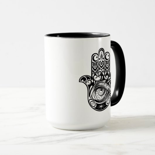 Hamsa Hand Zendoodle Tasse (VorderseiteRechts)
