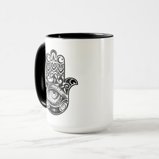 Hamsa Hand Zendoodle Tasse (Vorderseite Links)