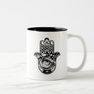 Hamsa Hand Zendoodle Zweifarbige Tasse