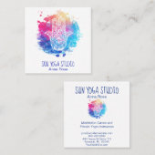*~* Hamsa Handaugen-Yoga-heiliges Aquarell Quadratische Visitenkarte (Vorne/Hinten)
