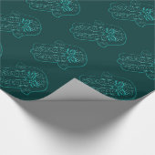 Hamsa Handfeat: Herz (Aquamarin) Geschenkpapier (Ecke)