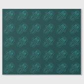 Hamsa Handfeat: Herz (Aquamarin) Geschenkpapier (Flach)