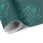 Hamsa Handfeat: Herz (Aquamarin) Geschenkpapier (Rolleneckpunkt)