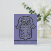 Hamsa Handfeat: Herz (Silbereffekt) Postkarte (Stehend Vorderseite)