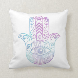 Hamsa Handlila und blauer Watercolor Kissen