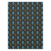 Hamsa Handmuster - Gold und blaues Glas Tischdecke (Vorderseite)